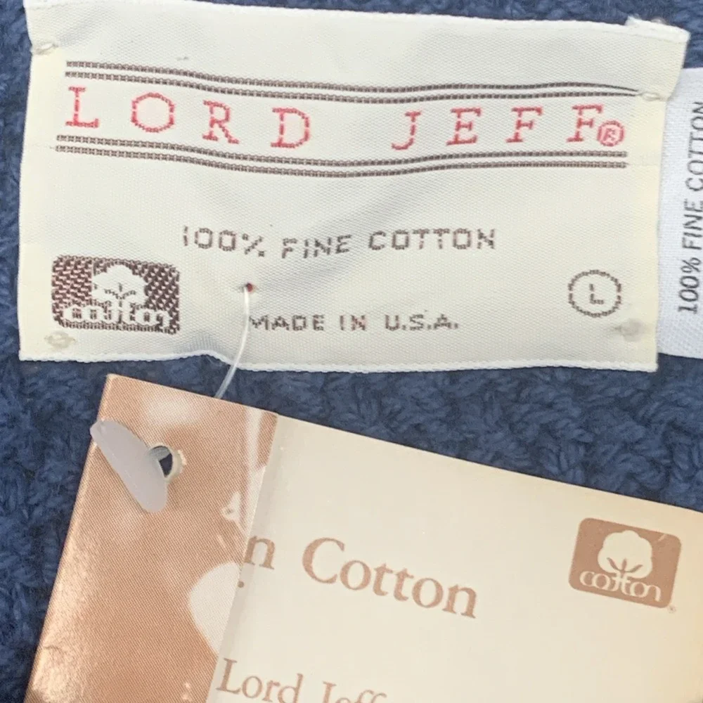 VTG Lord Jeff 100% Cotton Long Sleeve Sweater Size Large Blue Made In USA NEW - Picture 3 of 9